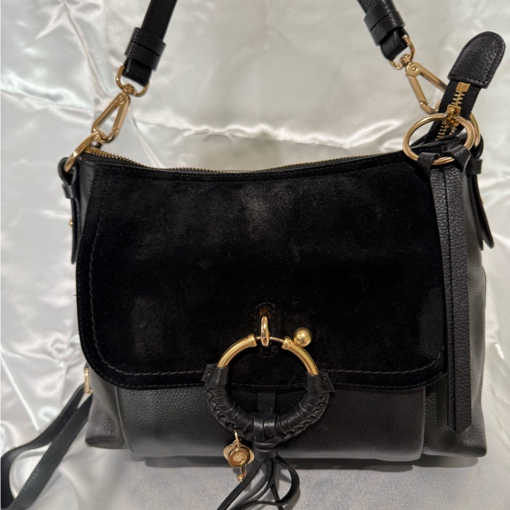 See By Chloe Joan Black and Gold Crossbody Bag